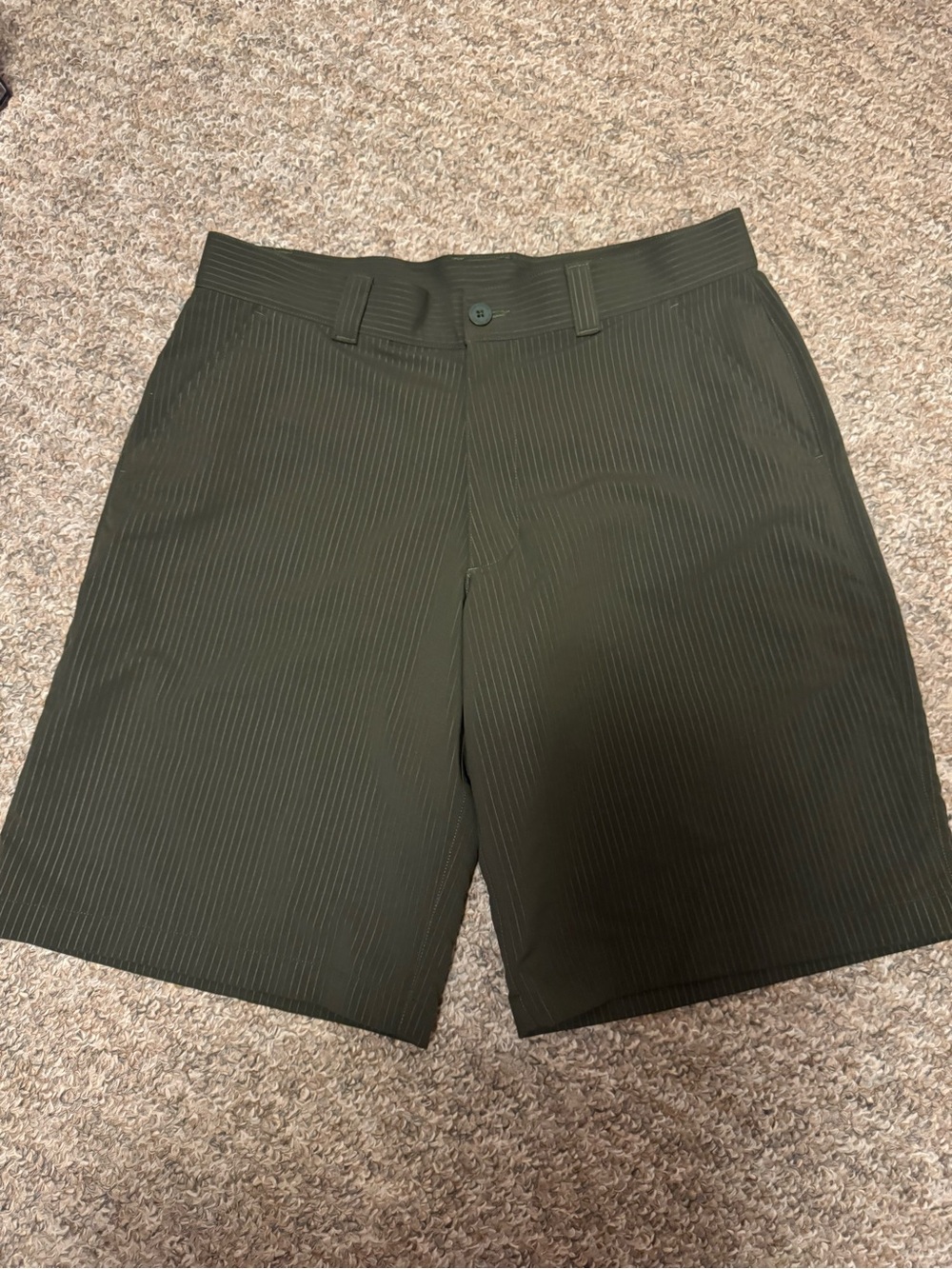 Under Armour Men's Olive Pinstripe Flat Front Golf Shorts